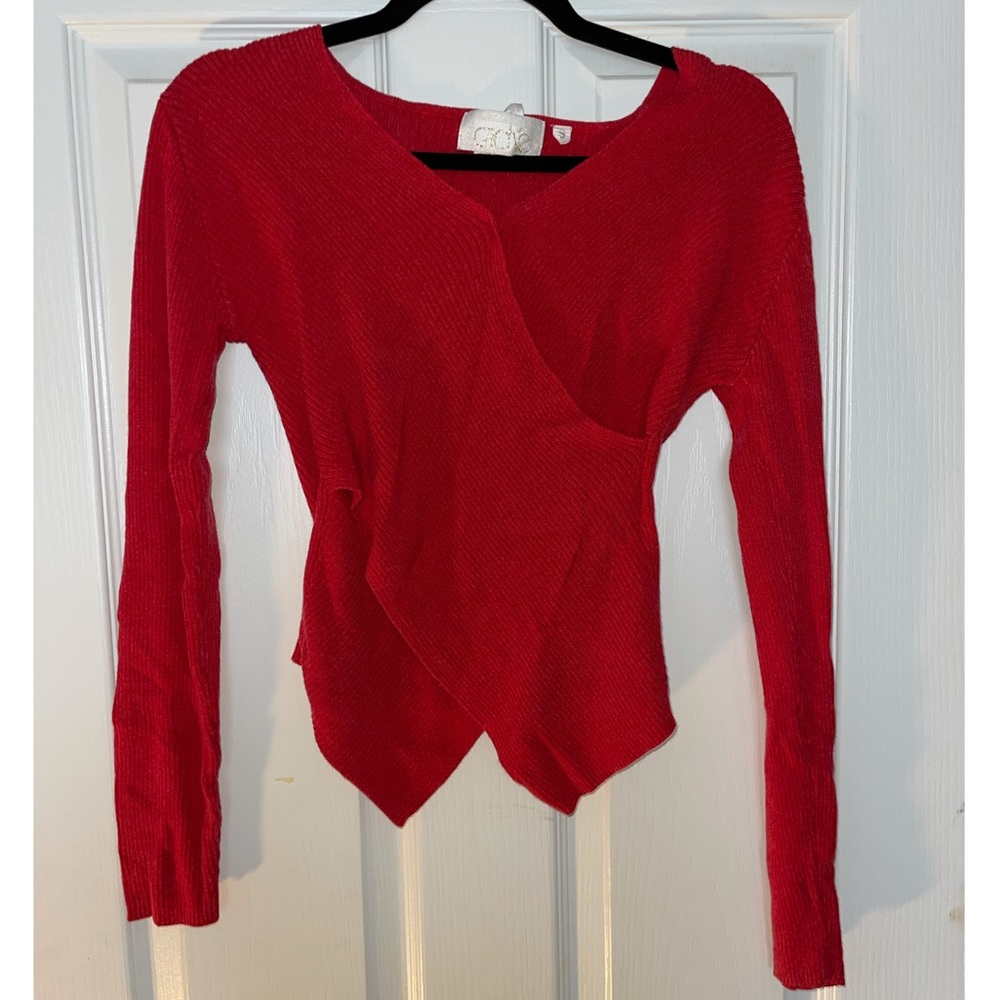 Red long sleeve formal blouse